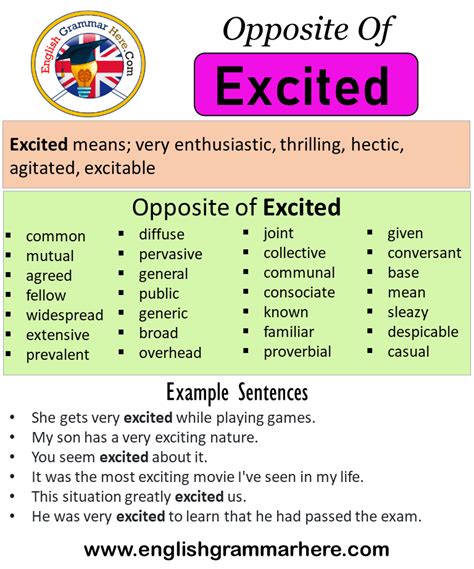 excitedly antonyms|opposite of excited.